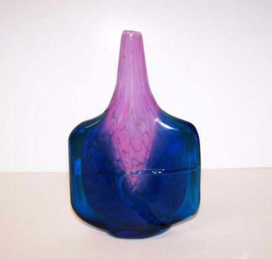 SIGNED ART GLASS Fish Vase By MDINA Michael Harris ORIGINAL 1980's