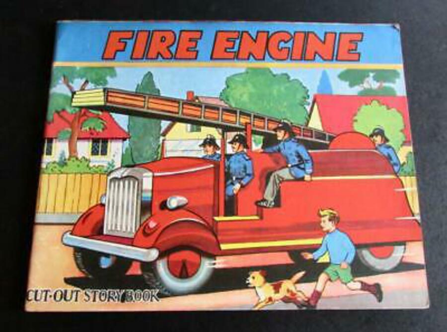 1950 RARE Children's Book FIRE ENGINE CUT OUT STORY BOOK Large Format