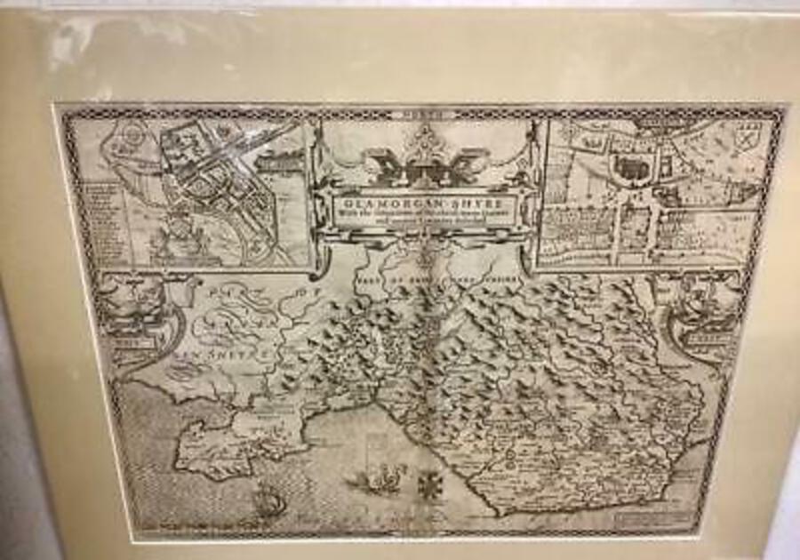 RARE 1620 JOHN SPEED MAP of GLAMORGANSHIRE Wales Original 17th Century Map