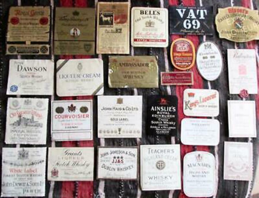 Large Unusual COLLECTION Of OLD SCOTTISH WHISKY Whiskey LABELS x 26 in Total