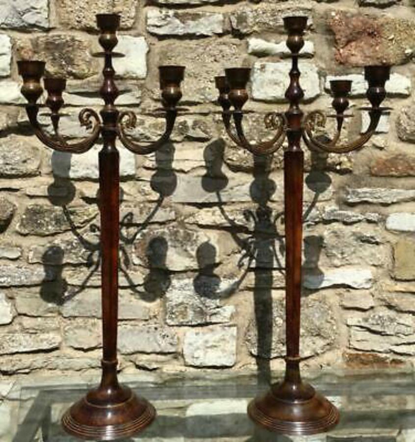 Huge PAIR Of BRONZED CANDELABRAS High Quality CANDLESTICKS Great Shape & Colour