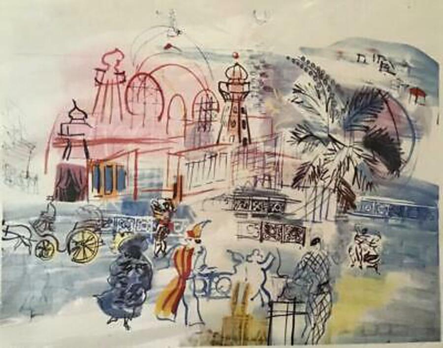 High Quality Vintage RAOUL DUFY PRINT Large Mounted Print on Card FAUVISM ART