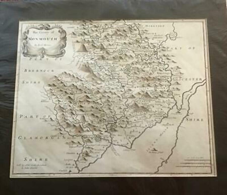 Original 18th CENTURY MAP By ROBERT MORDEN of MONMOUTHSHIRE c.1720 HAND COLOURED