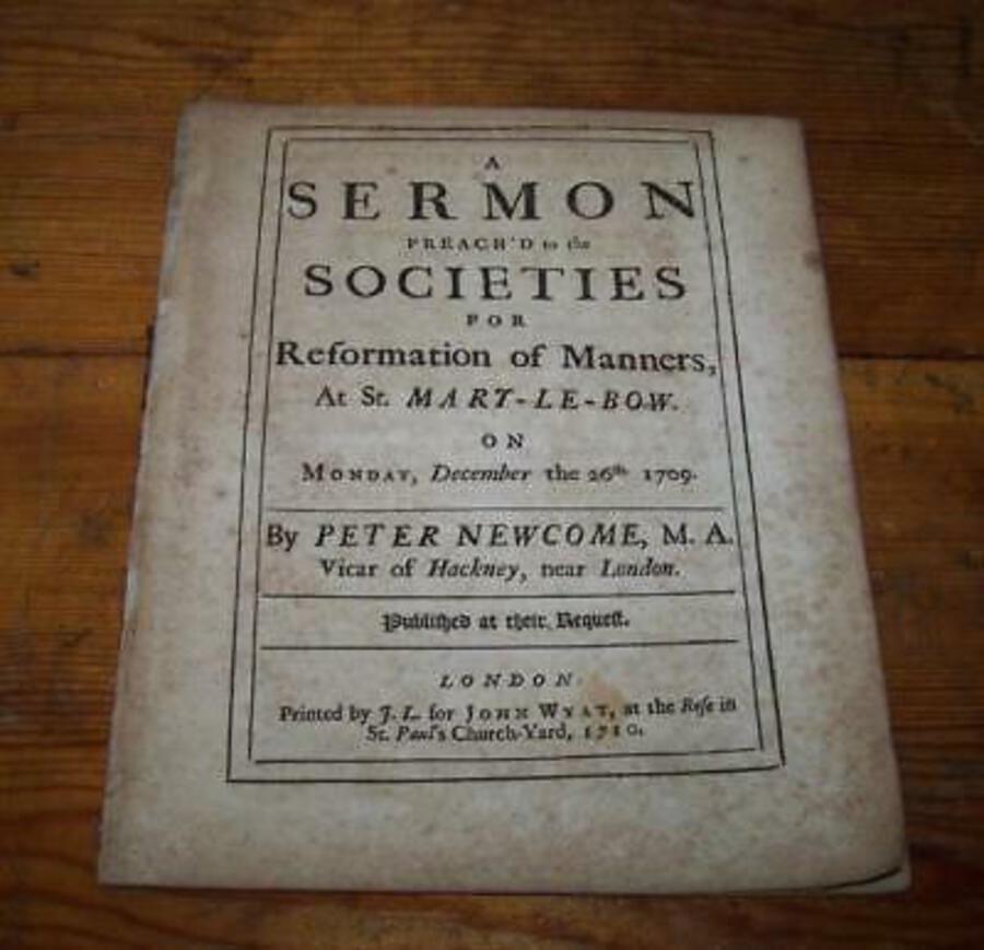 Original 1710 SERMON For SOCIETIES On REFORMATION OF MANNERS Preach'd In LONDON