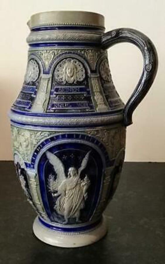 Attractive ANTIQUE GERMAN VASE Decorated With ANGELS Large Size HIGH QUALITY