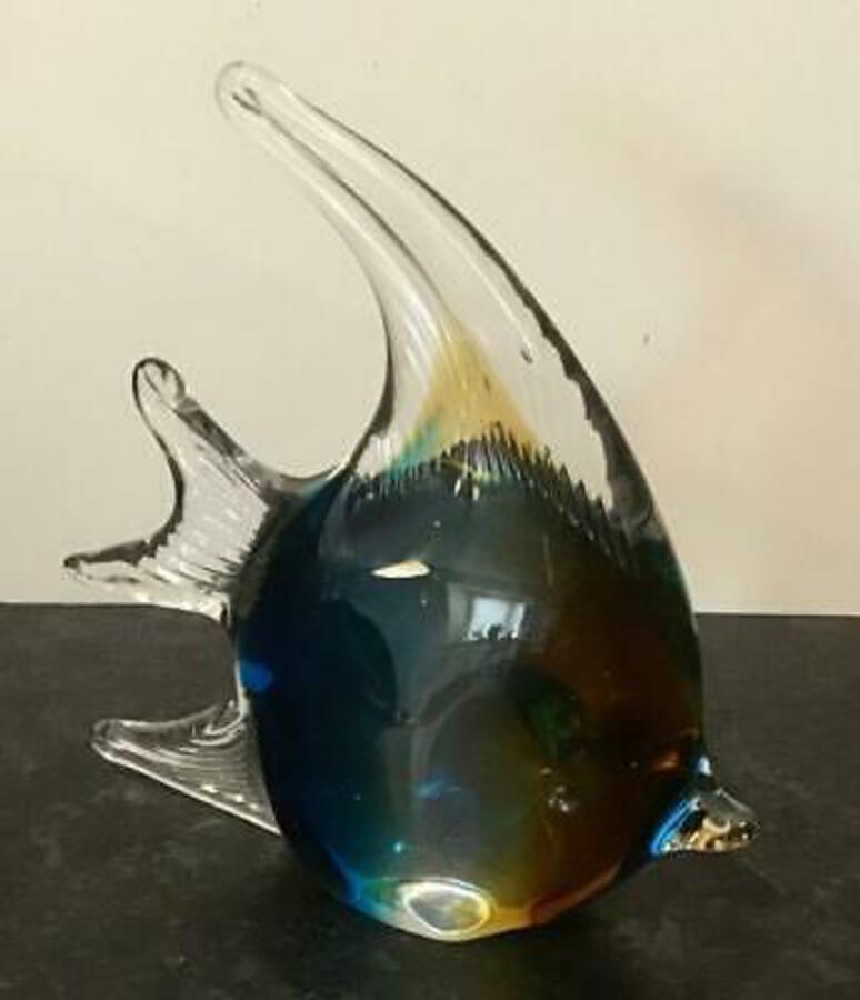 Very Decorative VINTAGE MURANO ANGEL FISH Glass Art Sculpture SUPER COLOURS