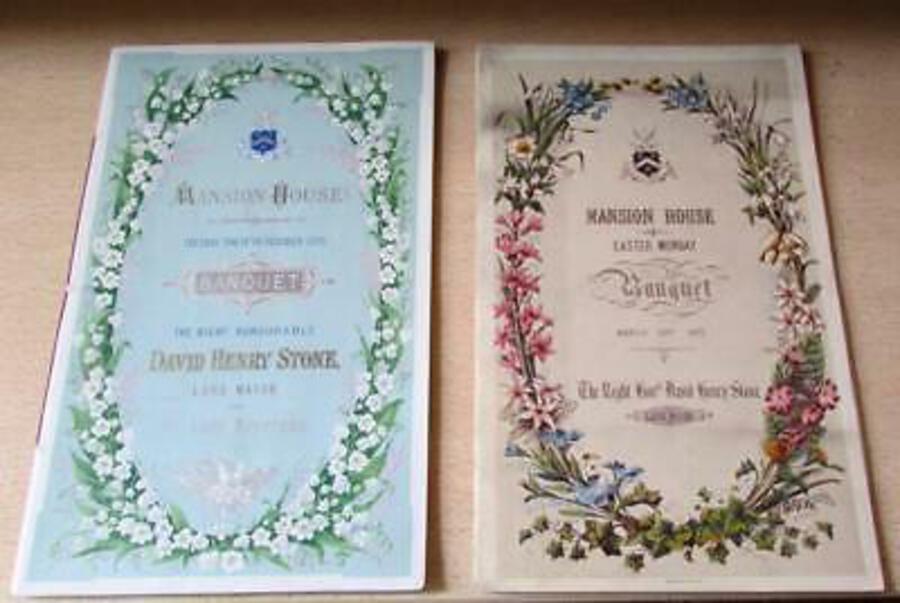 2 x ORIGINAL 1875 MUSIC PROGRAMMES For A BANQUET At MANSION HOUSE LONDON Scarce