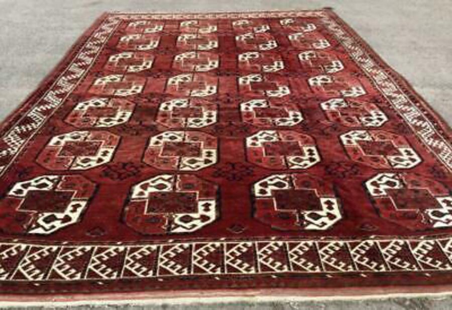 Large ANTIQUE AFGHAN CARPET Hand Woven Wool C.1920’s TRADITIONAL DESIGN