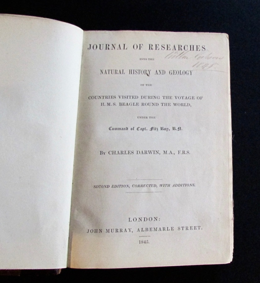 Antique 1845 CHARLES DARWIN JOURNAL Of RESEARCHES Voyage Of The H.M.S ...