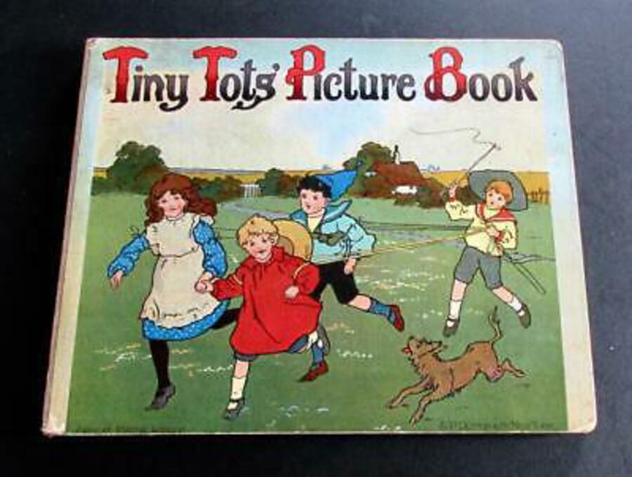 1908 TINY TOTS PICTURE BOOK Folio Size CHROMO PLATES Rare Children's Book
