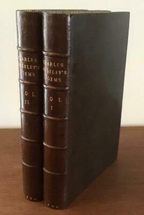 1884 The POEMS of CHARLES KINGSLEY 2 x Vols FULL LEATHER BINDINGS By BICKERS