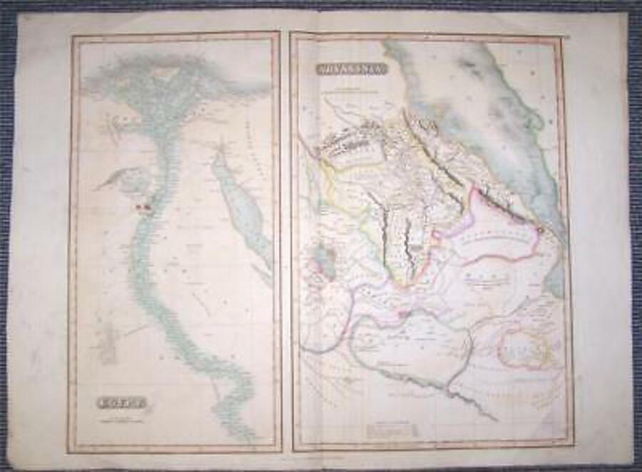 1817 LARGE HAND COLOURED MAP Of EGYPT & ABYSSINIA