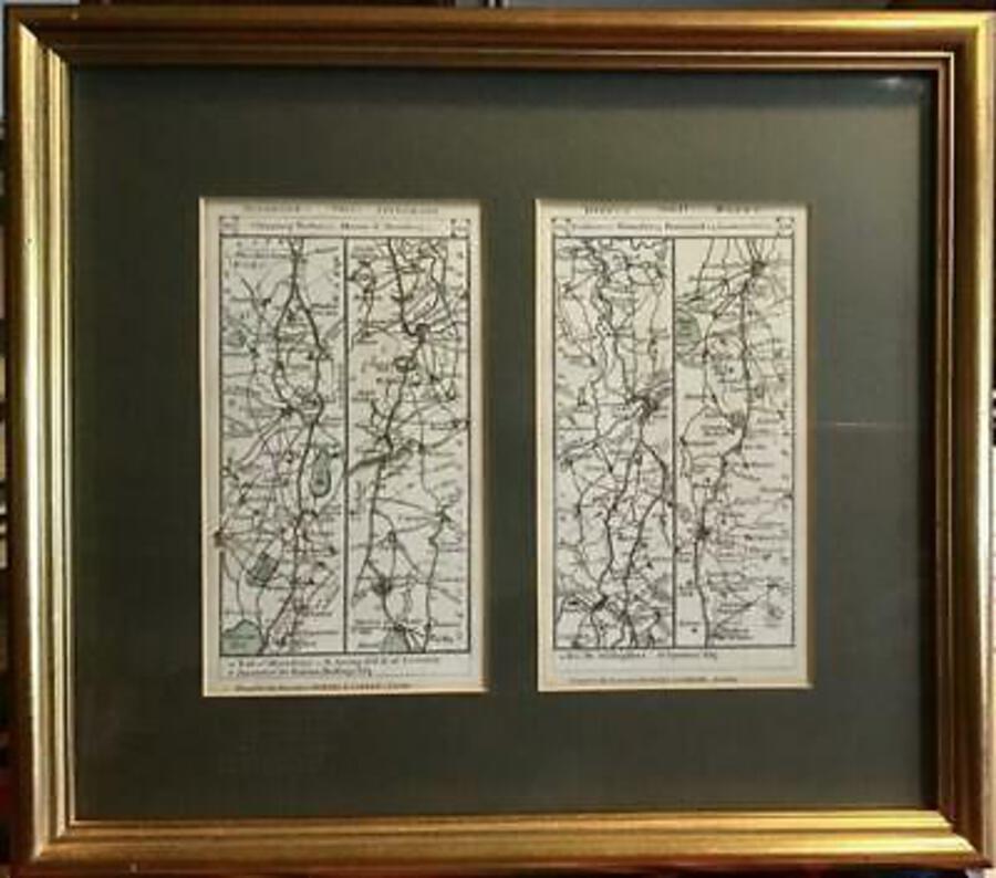 1800 ROAD MAPS By Daniel Paterson DOUBLE SIDED FRAME Oxford Worcester Pershore