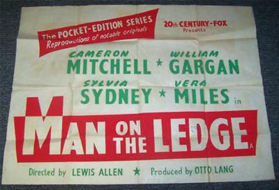 1955 ORIGINAL Film Poster MAN ON A LEDGE Rare 1950's