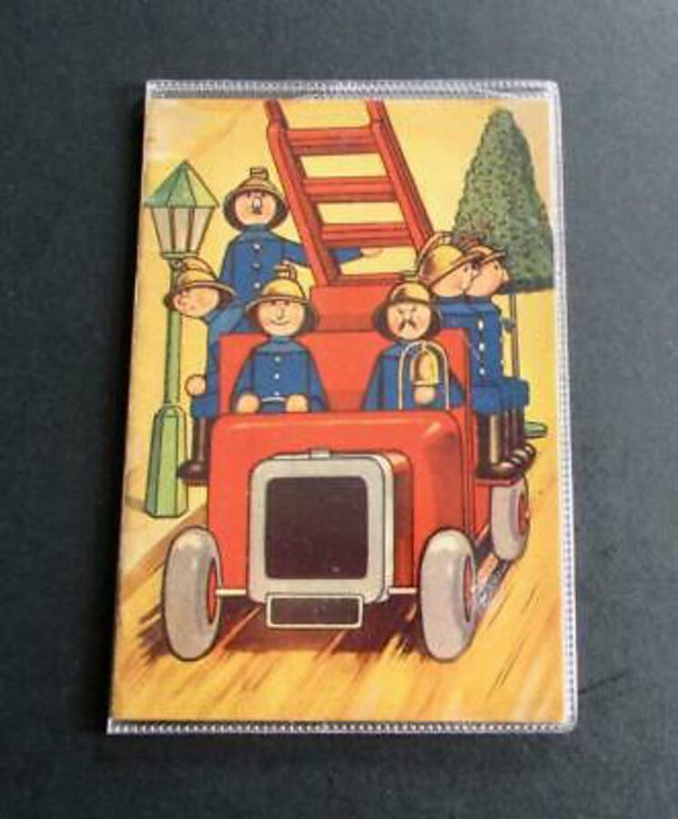 Rare 1930's MINIATURE CHILDREN'S BOOK The ToyTown Fire Brigade COLOUR PLATES