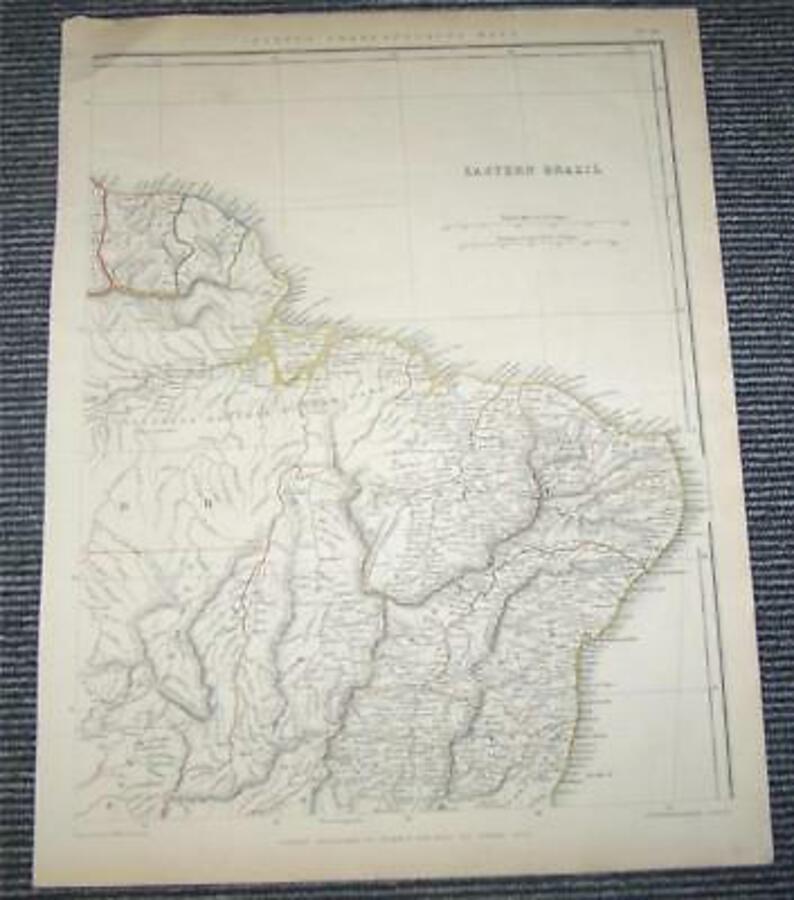 1848 HAND COLOURED MAP Of EASTERN BRAZIL
