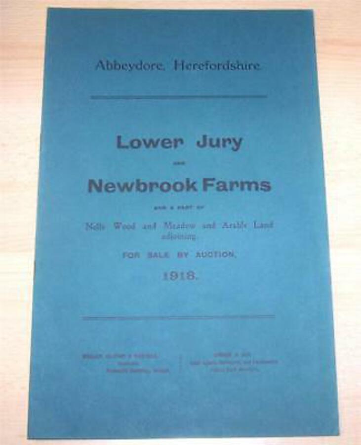 1918 PROPERTY FARM AUCTION SALE For ABBEYDORE HEREFORSHIRE