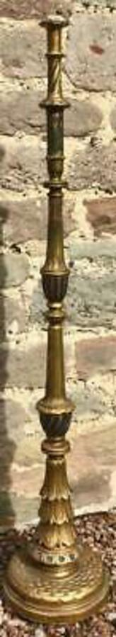 LARGE Carved ANTIQUE WOODEN STAND Torchere LAMPSTAND SUPERB ORIGINAL GILT PAINT