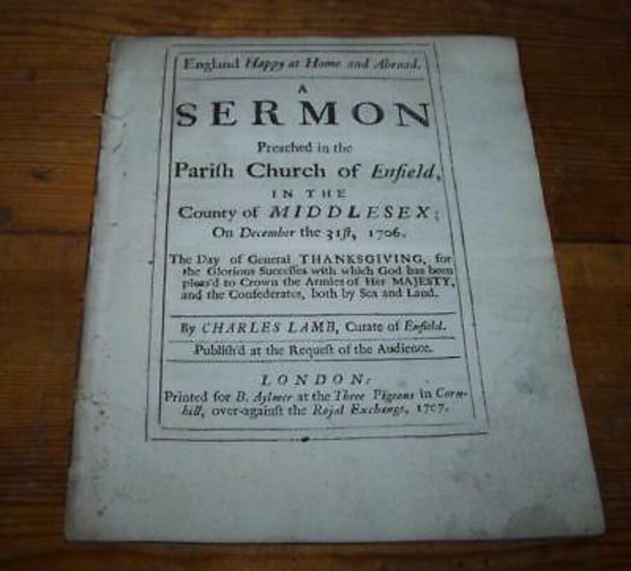 Original 1707 SERMON For The GLORIOUS SUCCESS OF HER MAJESTY'S ARMIES By C LAMB