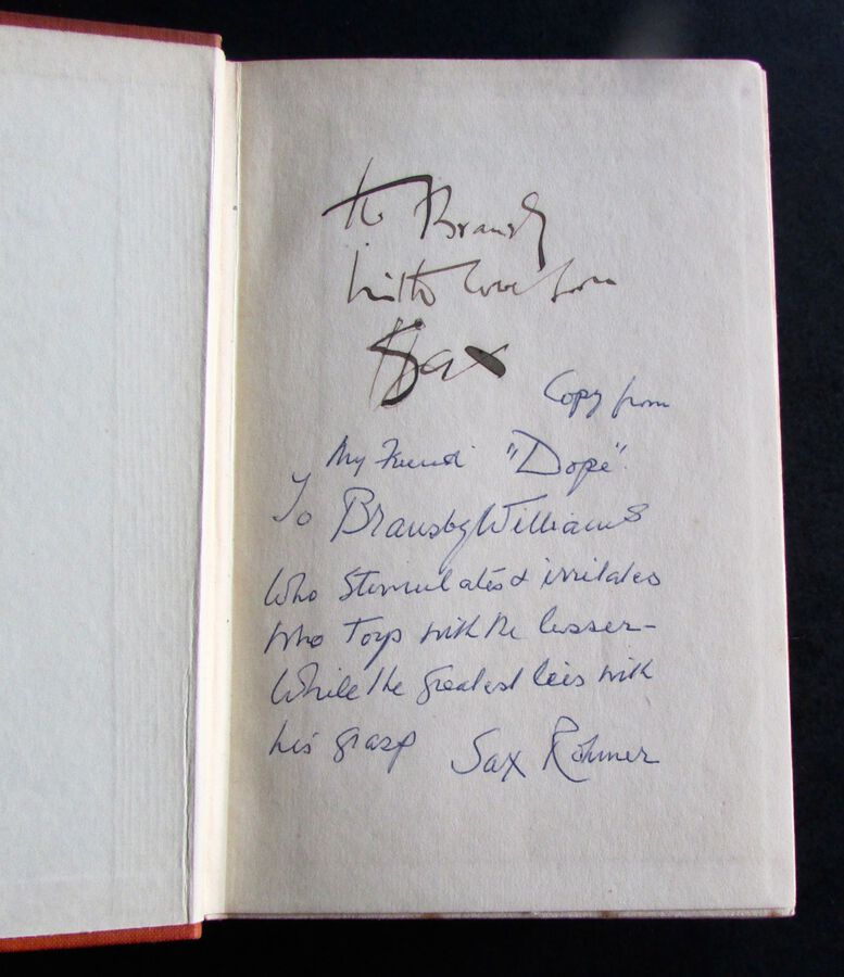 1930 SAX ROHMER The QUEST Of The SACRED SLIPPER Rare Signed PRESENTATION COPY