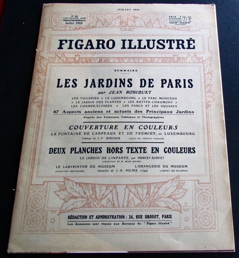 1910 FIGARO ILLUSTRE FOLIO SIZE FRENCH MAGAZINE NUMEROUS PRINTS & ADVERTS. 
