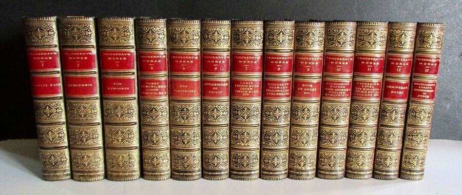 1891 THE NOVELS Of WILLIAM MAKEPEACE THACKERAY COMPLETE IN 13 FINE LEATHER BINDINGS