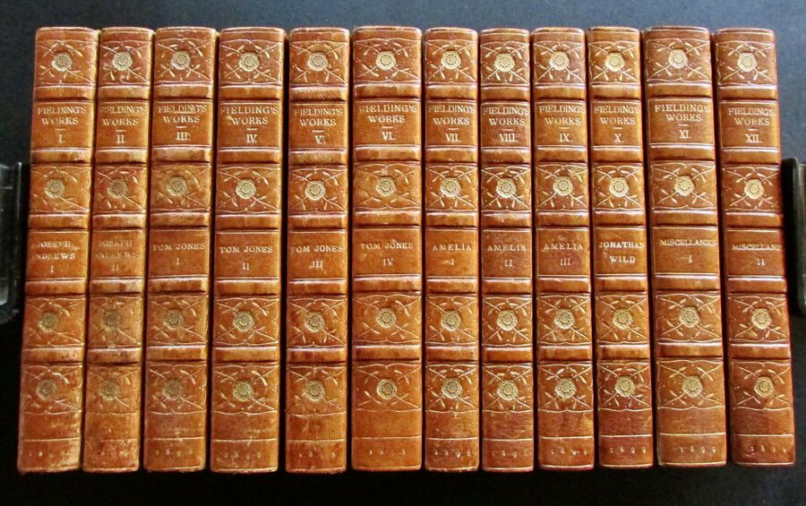 1898 WORKS Of HENRY FIELDING 12 VOLUME LIMITED EDITION  SET In ZAEHNSDORF LEATHER BINDINGS