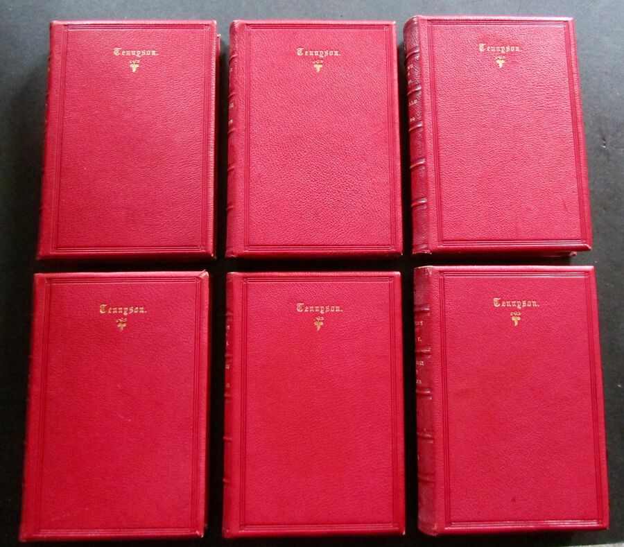 1878 The POETICAL WORKS Of ALFRED TENNYSON 6 x VOLUMES FULL RED LEATHER BINDINGS