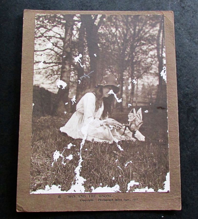 Original 1917 COTTINGLEY FAIRIES PHOTOGRAPH of ELSIE WRIGHT Iris & The Gnome
