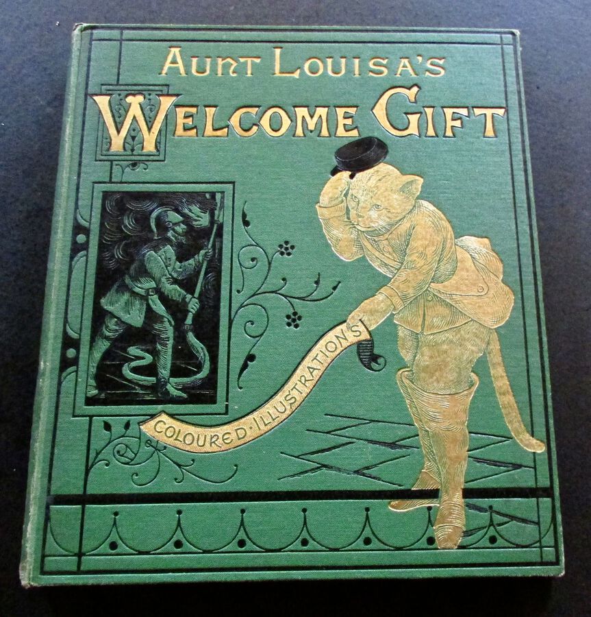 1870 1st EDITION AUNT LOUISA'S WELCOME GIFT Children's Book CATS DOGS ALPHABET Illustrations
