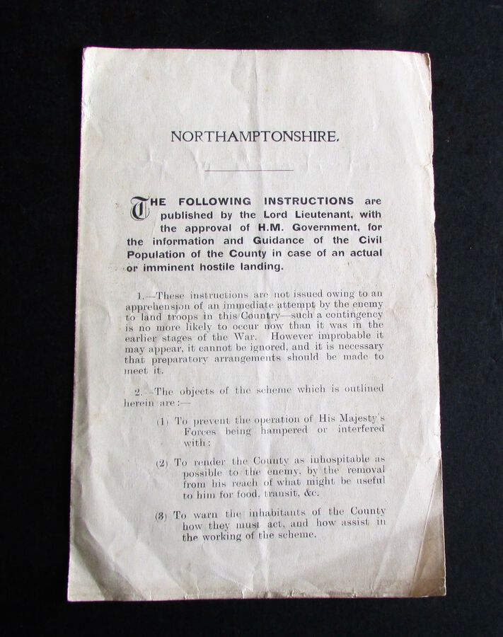 Rare 1915 PAMPHLET On HOSTILE INVASION & LANDING Of FORCES To ENGLAND During WW1