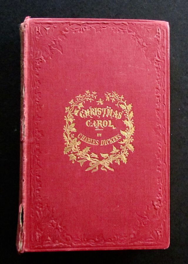 1845 A CHRISTMAS CAROL by CHARLES DICKENS Rare EARLY EDITION Gilt Cloth Binding