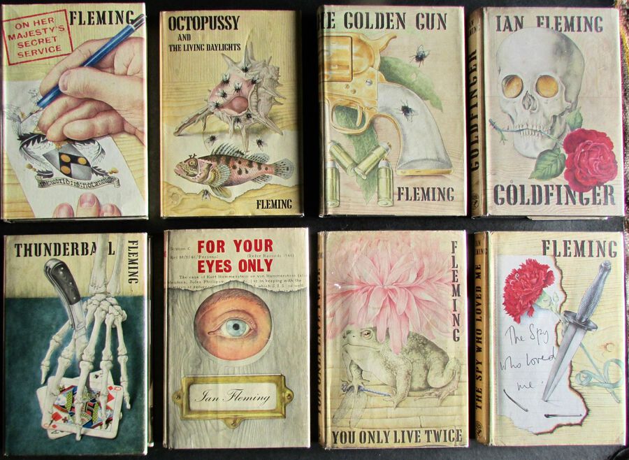 JAMES BOND COLLECTION of 8 UK FIRST EDITIONS By Ian Fleming  WITH ORIGINAL DUST JACKETS