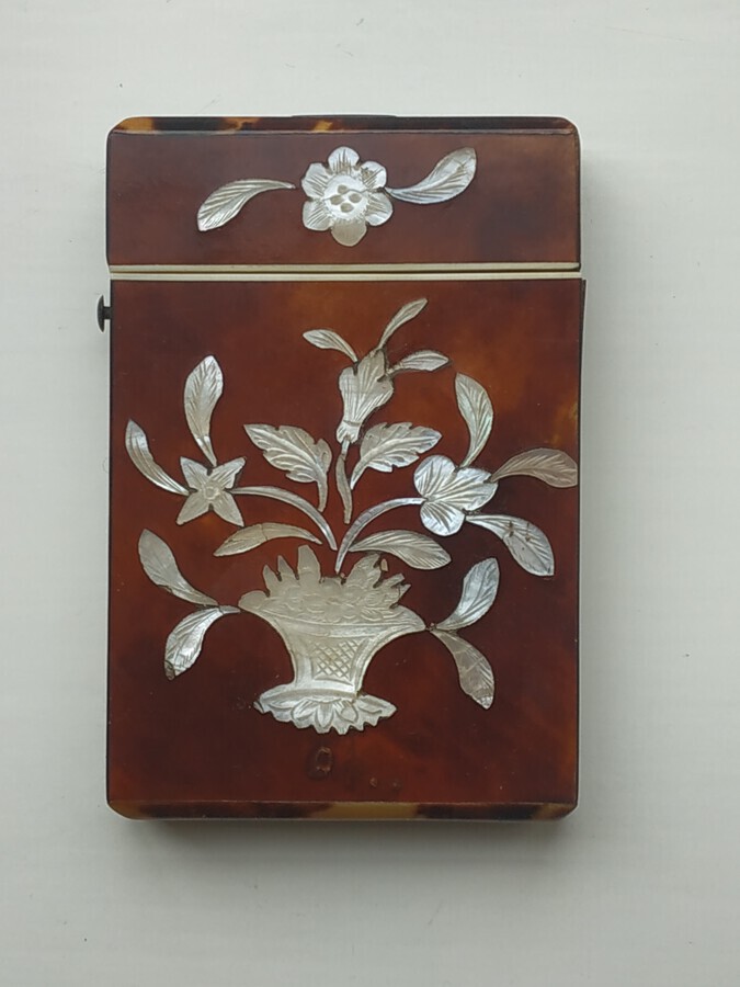 Antique Tortoiseshell And Mother Of Pearl Card Case