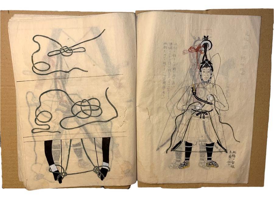 Antique Japanese Illustrated Text on Samurai Armor and Equipment