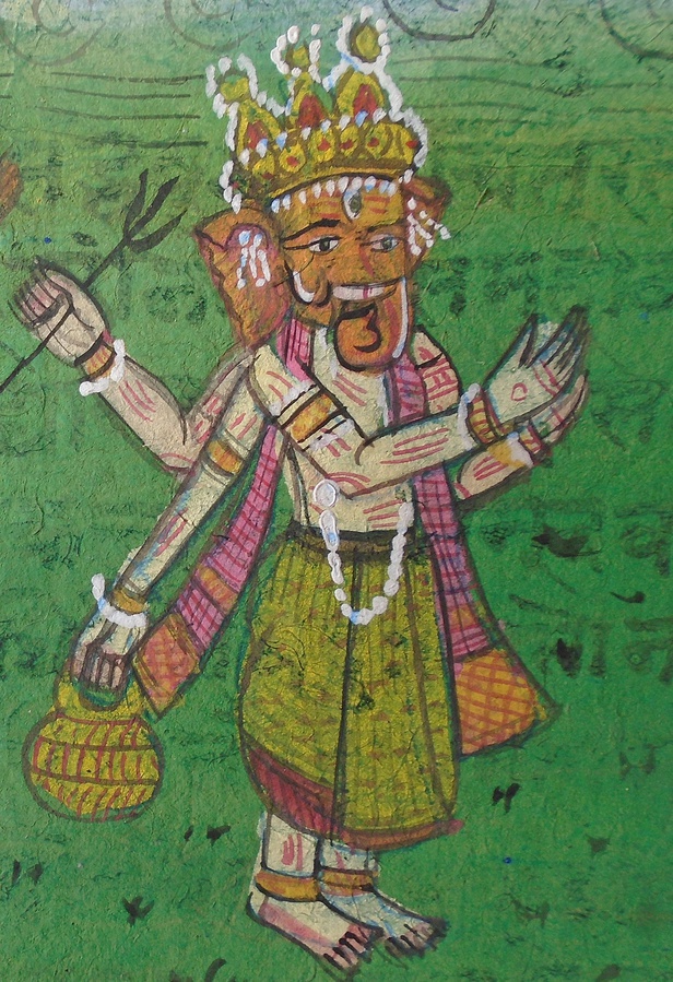 Antique Manuscript Leaf With Hindu God Shiva