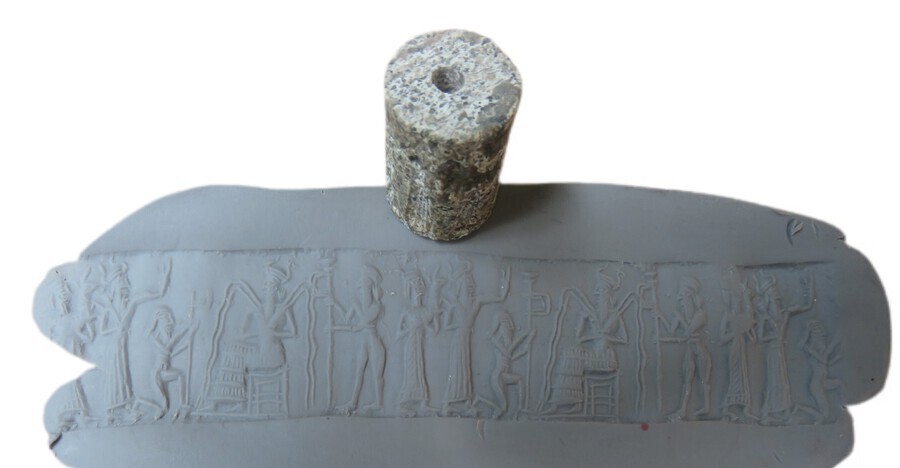 Antique Cylinder Seal with God Enki
