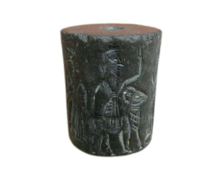Antique Cylinder Seal of an Offering to the God Enki