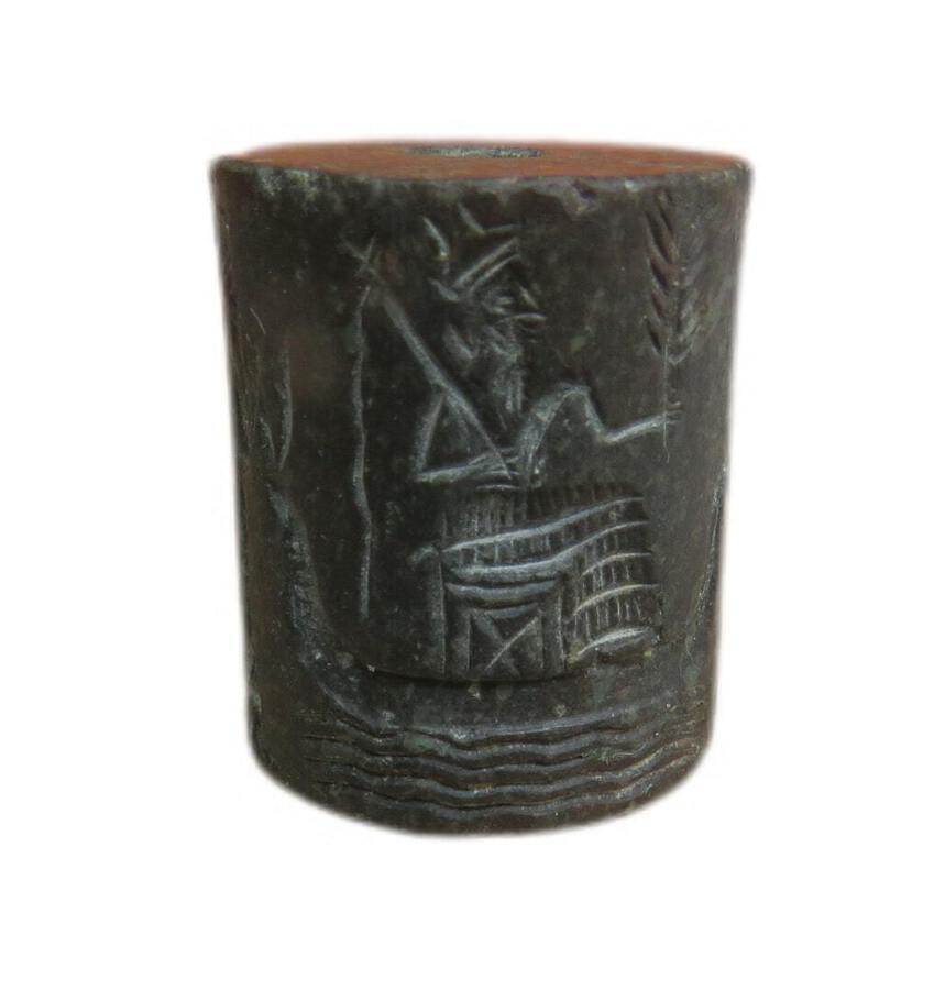 Antique Cylinder Seal of an Offering to the God Enki