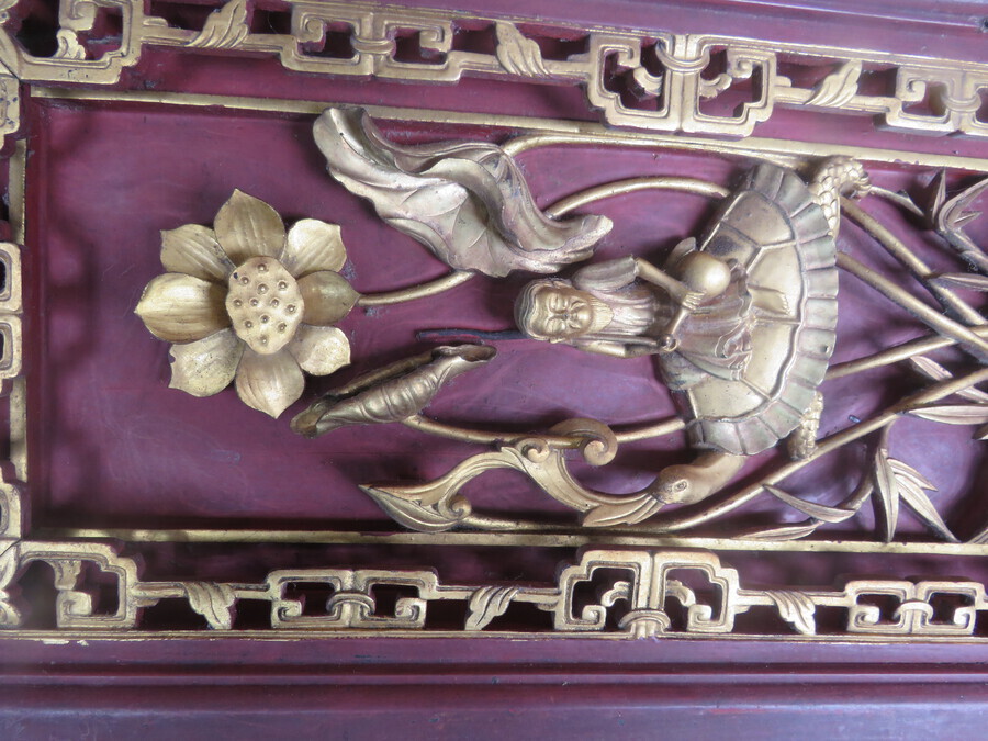 Antique Gilt Panel of a Deity Upon a Tortoise