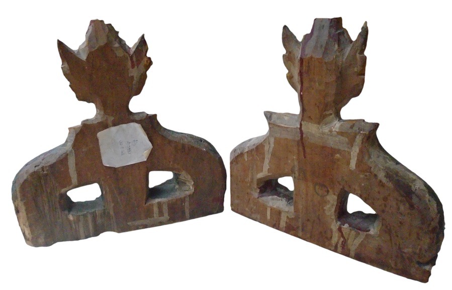 Antique Pair of Burmese Wooden Sphinx 