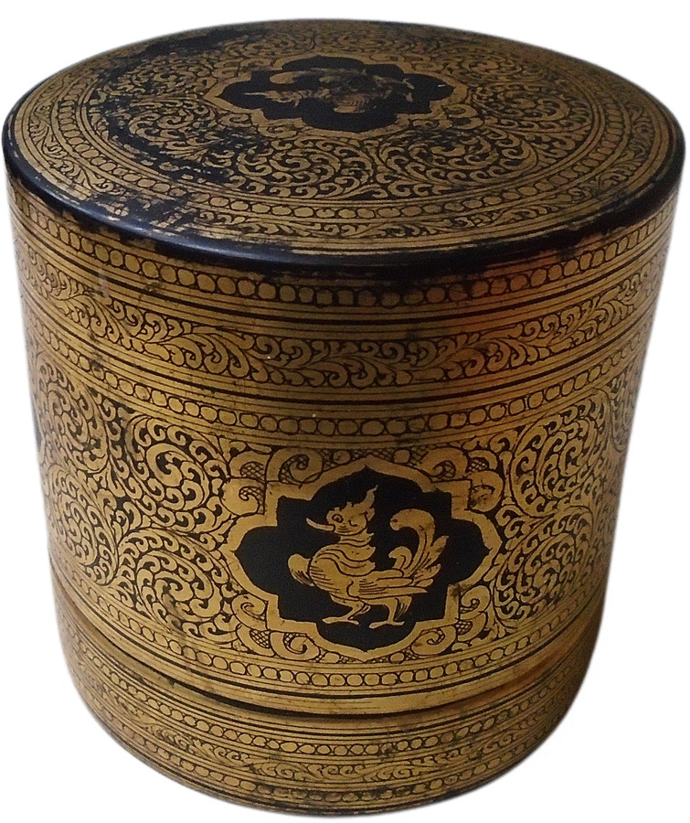 Burmese Gilded Shwezawa-work Lacquered Betel Box (Kun-it)