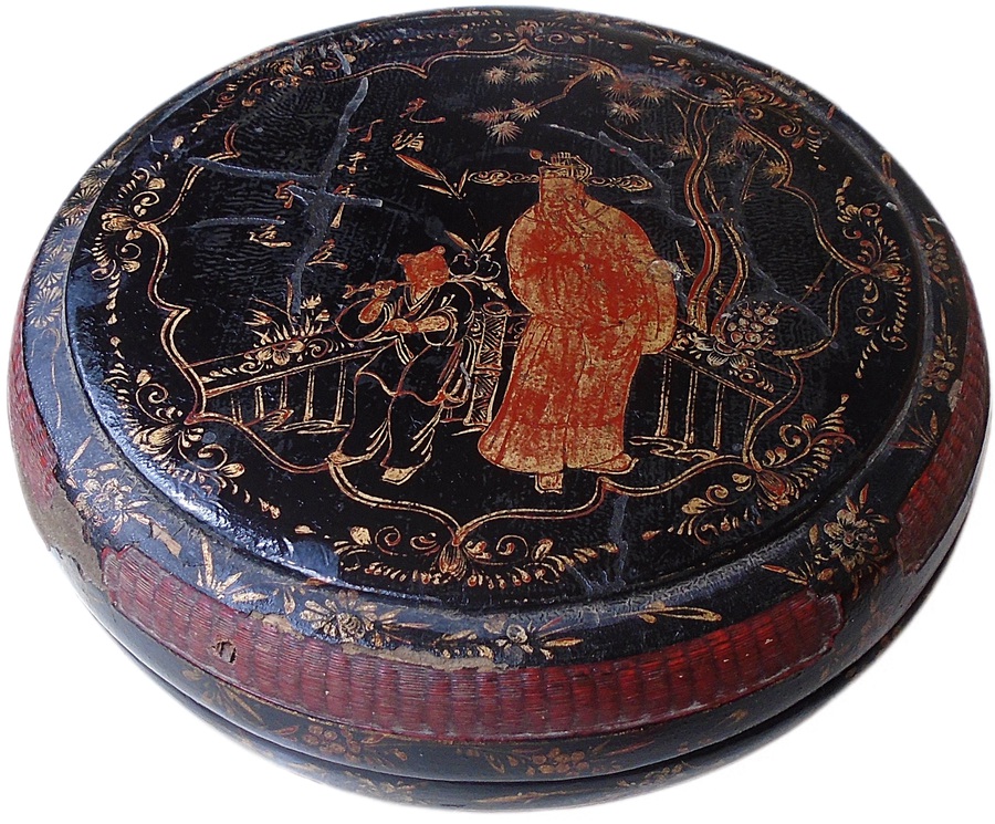 Chinese Round Lacquer Sweets Box 