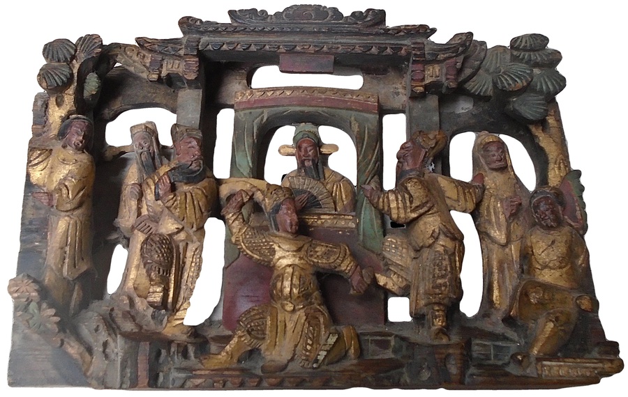 Openwork Carving of Eight Wooden Figures