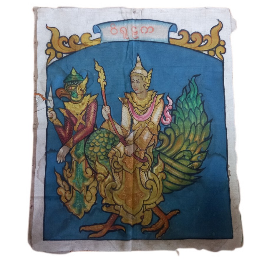 Cloth Painting of a Deva Riding Garuda