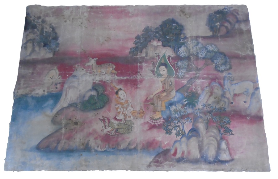 Cloth Painting: Sujata's Offering to the Buddha