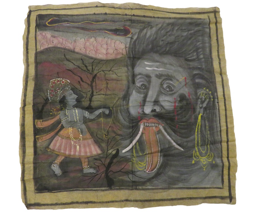 Antique Hindu Goddess Kali Painting on Cotton 