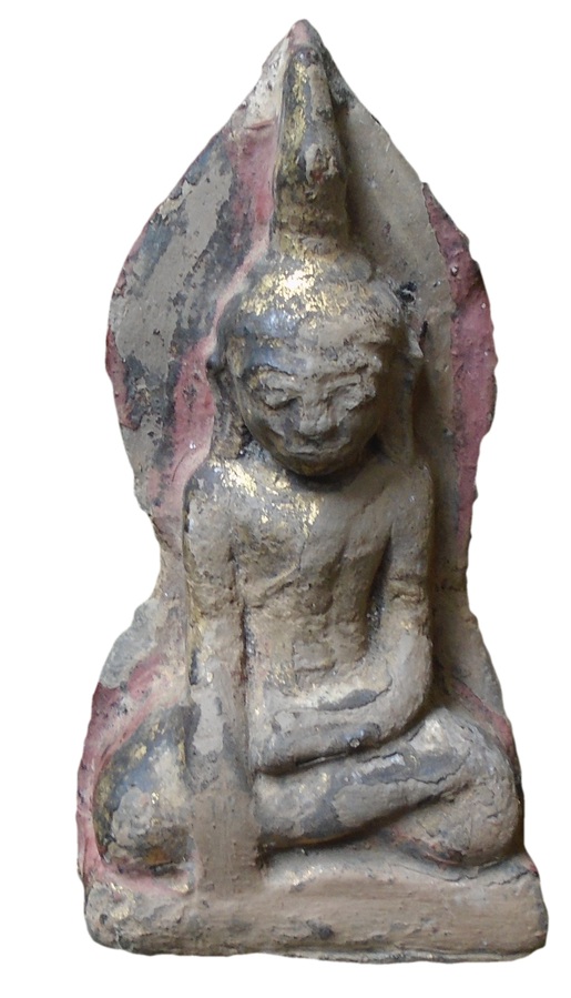 Antique Brown Sandstone Buddha in Touching the Earth Mudra
