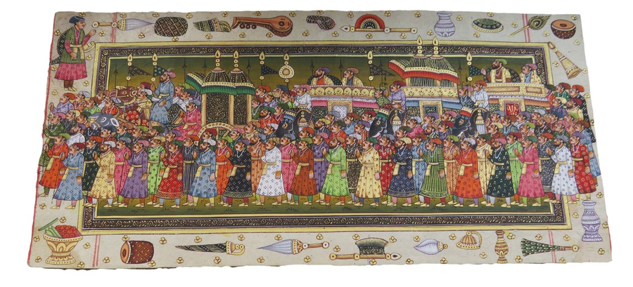A Royal Procession Painting on Antique Paper 