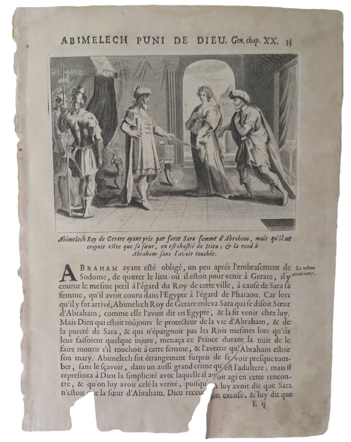 A Leaf from L’Histoire Du Vieux Et 	Du Nouveau Testament By NicholasFontaine (Pseudonymn:Sieur de Royaumont) 